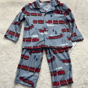 Carter's Blue and Red Train Pajama Set